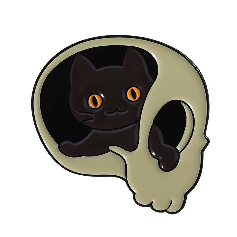 Halloween Skull Ghost Enamel Pins Stay Weird Letters Brooch Cartoon Cloak Black Cat Bone Coffin Sickle Lapel Badges Jewelry Gift