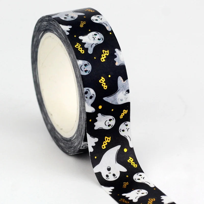 NEW 1PC 10M Deco Mushrooms Leaves Pumpkin Ghost Moon Gold Foil Halloween Washi Tape Set for Planner Masking Tape Cute Stationery