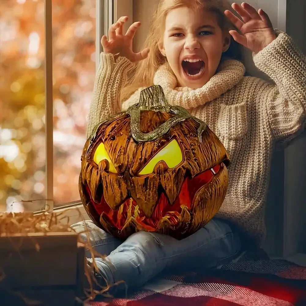 Thriller Halloween Scary Pumpkin Head With Lifting Function With Light And Sound Extendable Talking Pumpkins