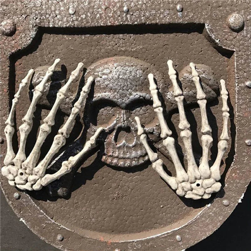 1-6Pair Halloween Skeleton Hand Scary Realistic Hand Bone Skull Decors Party Haunted House Halloween Terror Decoration Props