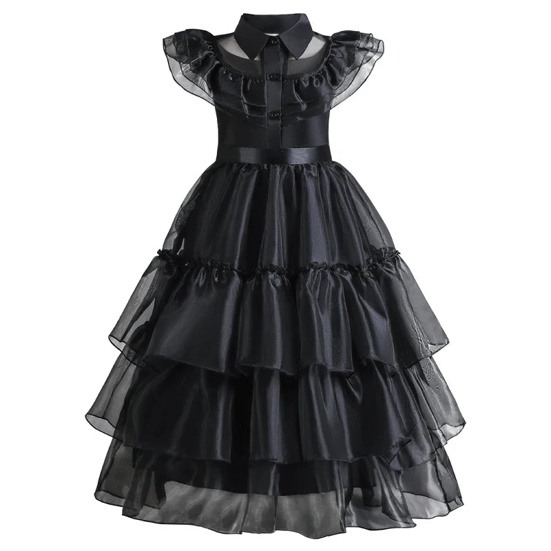 Children Wednesday Costume Girls Black Gothic Family Clothes Halloween Cosplay Costume for Kids Easter Carnival Fancy Dress Up