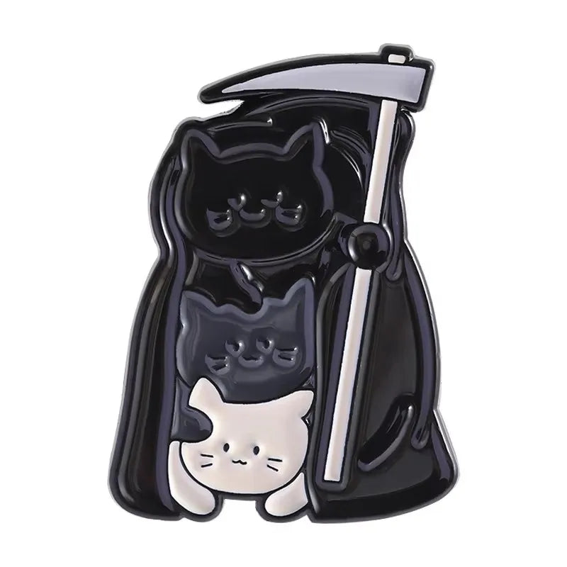 Halloween Skull Ghost Enamel Pins Stay Weird Letters Brooch Cartoon Cloak Black Cat Bone Coffin Sickle Lapel Badges Jewelry Gift