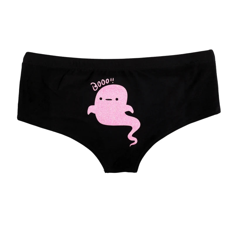 Sexy Fluorescent Lady Panties Fun Halloween Skeleton Gold Plated Women's Boxer Shorts Half Wrap Buttocks Female Boxer Briefs