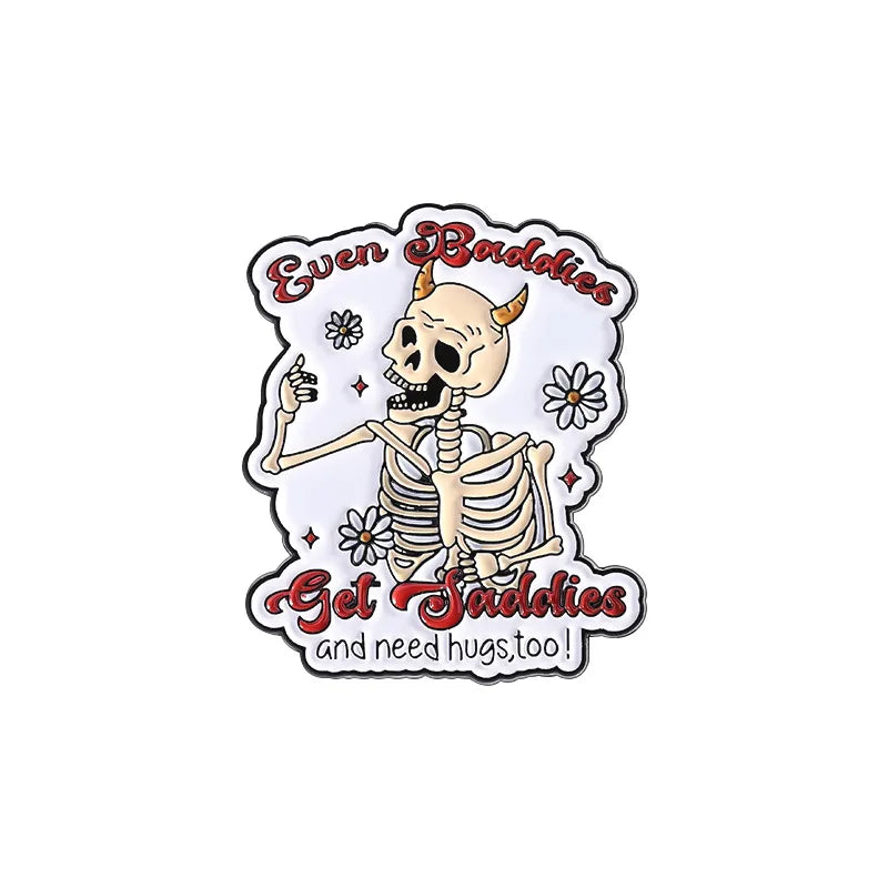 Halloween Skull Ghost Enamel Pins Stay Weird Letters Brooch Cartoon Cloak Black Cat Bone Coffin Sickle Lapel Badges Jewelry Gift
