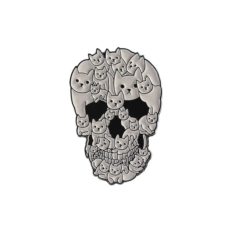 Halloween Skull Ghost Enamel Pins Stay Weird Letters Brooch Cartoon Cloak Black Cat Bone Coffin Sickle Lapel Badges Jewelry Gift