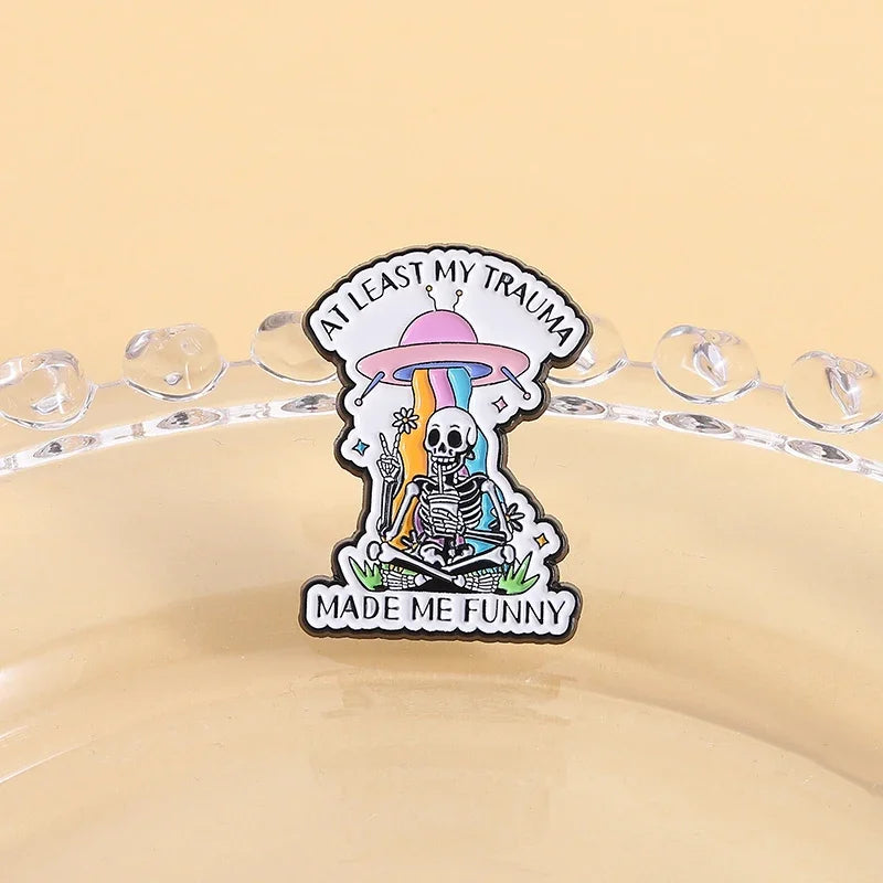 Halloween Skull Ghost Enamel Pins Stay Weird Letters Brooch Cartoon Cloak Black Cat Bone Coffin Sickle Lapel Badges Jewelry Gift