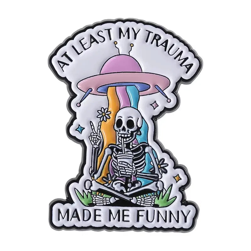 Halloween Skull Ghost Enamel Pins Stay Weird Letters Brooch Cartoon Cloak Black Cat Bone Coffin Sickle Lapel Badges Jewelry Gift