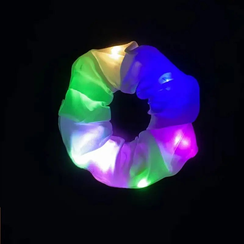 LED Glow-in-the-dark Sausage Headband for Girls, Large Luminous Ponytail Hair Accessories, Fancy Party, Birthday, Halloween Gift