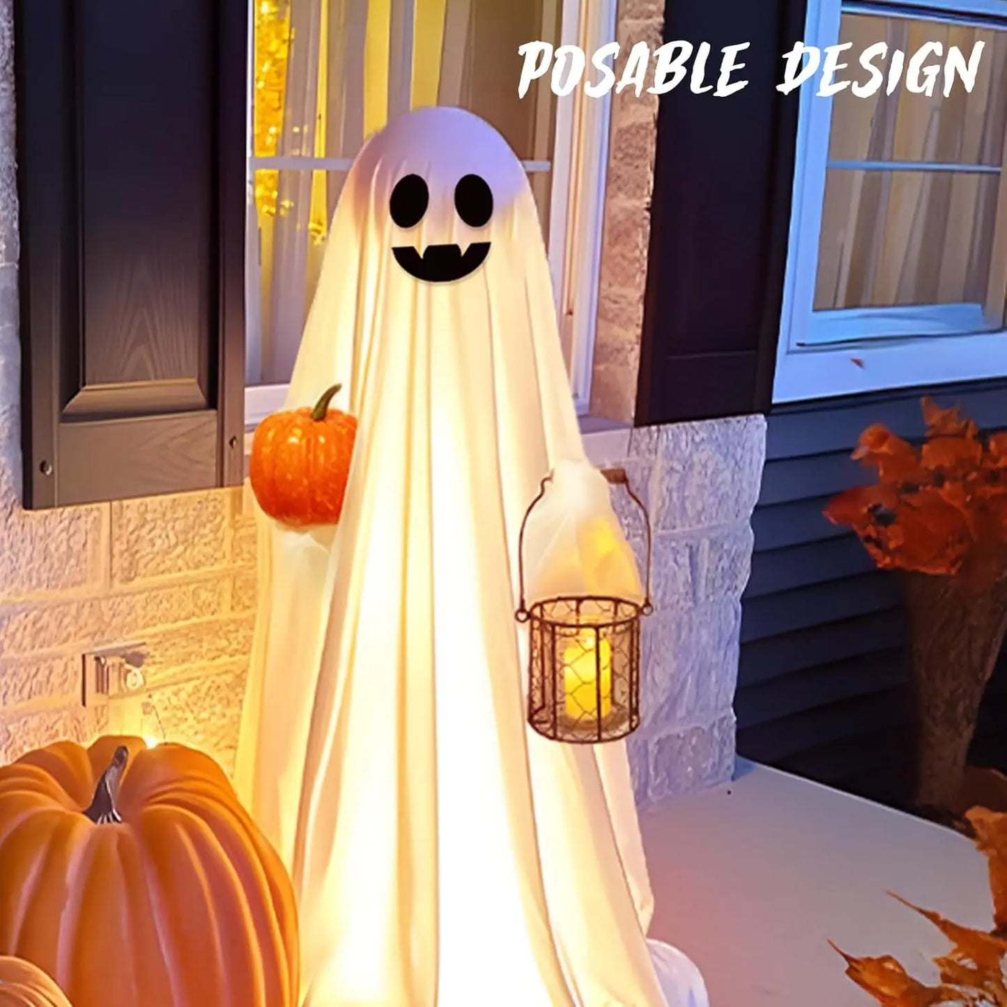 85/165CM Halloween Decorations Outdoor Spooky Light Up Ghosts Scary Standing Ghosts Decor for Front Door Porch Yard Home Party