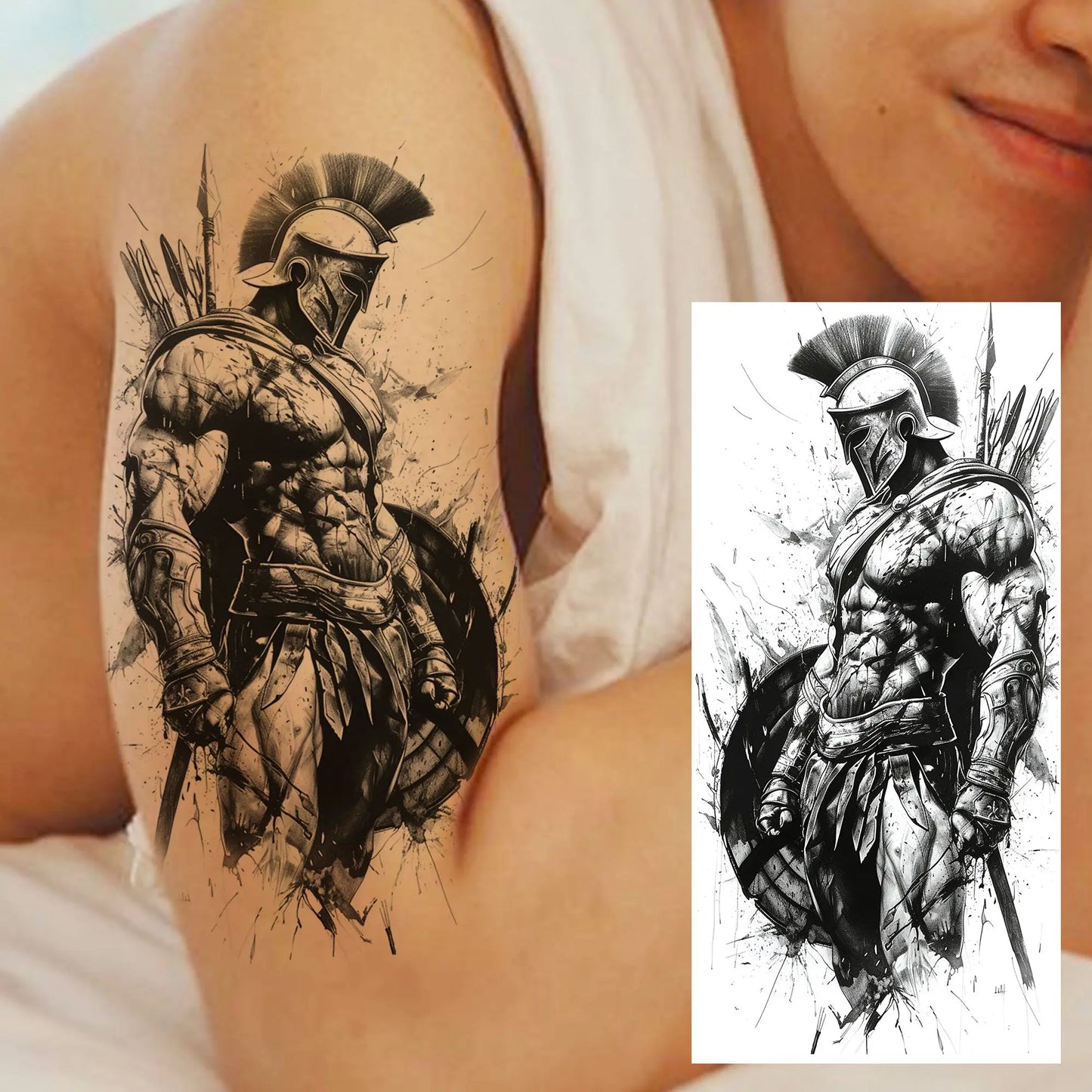 1 Sheet Full Arm Evil Witch Vampire Temporary Tattoos Sleeve Halloween Scary Skull Tatoo Waterproof Horrible Fake Tattoo Sticker
