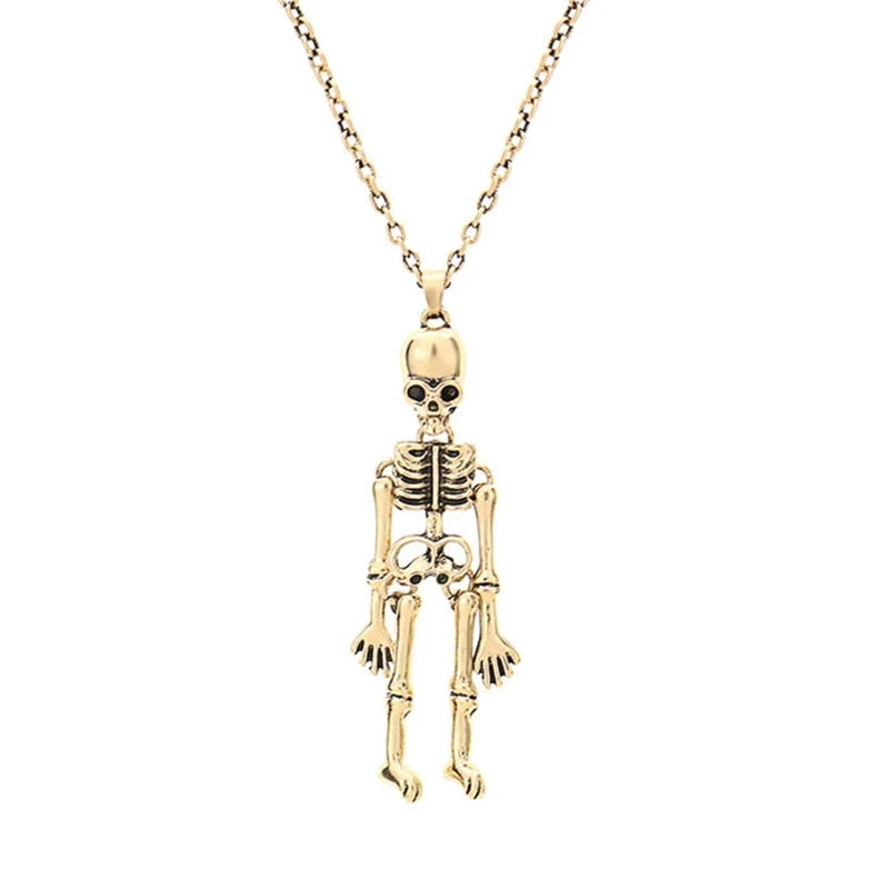 2Pcs Friendship Skeleton Skull Necklaces BFF Jewlery Halloween Skull Necklace for Best Friends Bestie Sister Couples