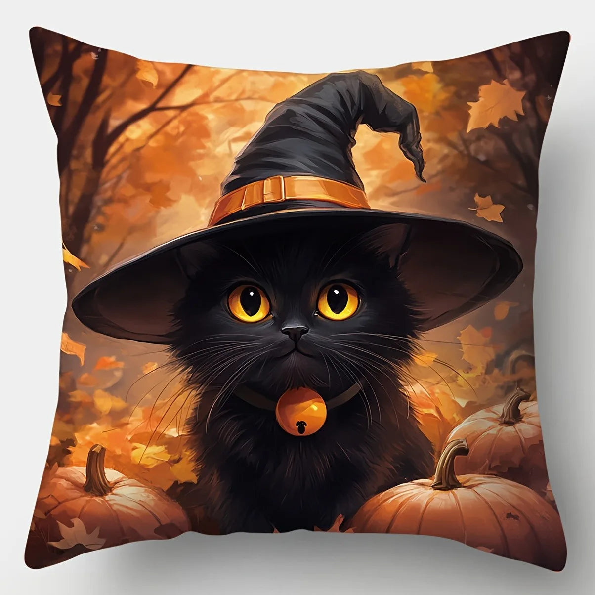 Spooky Halloween Witch Cat Pillowcases: Cozy Decor for Your Haunted Home Sofa cushion cover holiday party decoration gift