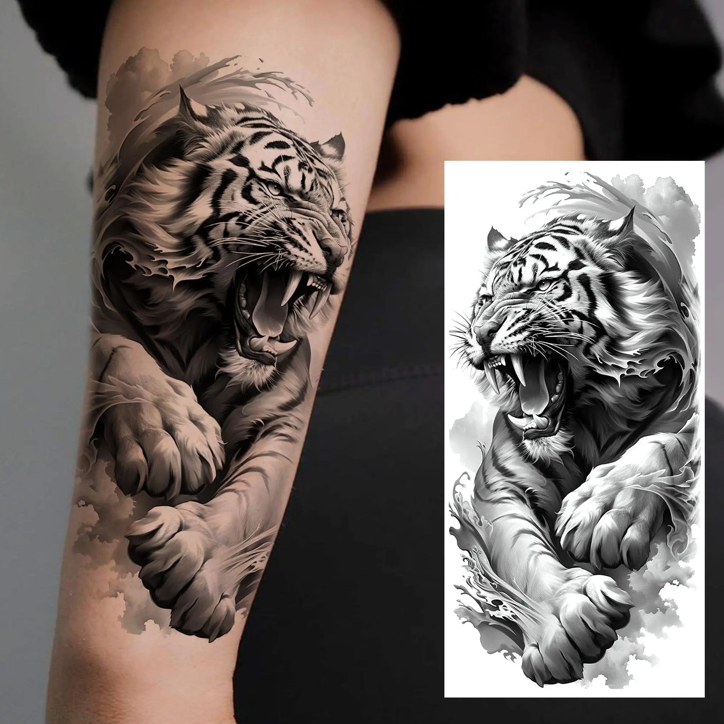 1 Sheet Full Arm Evil Witch Vampire Temporary Tattoos Sleeve Halloween Scary Skull Tatoo Waterproof Horrible Fake Tattoo Sticker