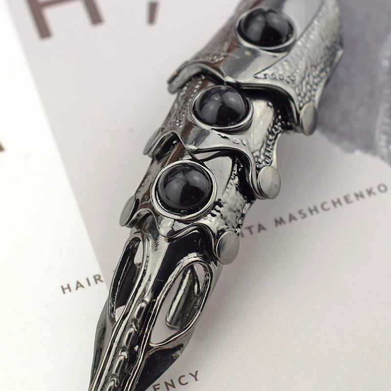 Dragon Skull Finger Long Rings Punk Rock Animal Skull Finger Long Rings Halloween Cosplay Costume Accessories Jewelry Vintage