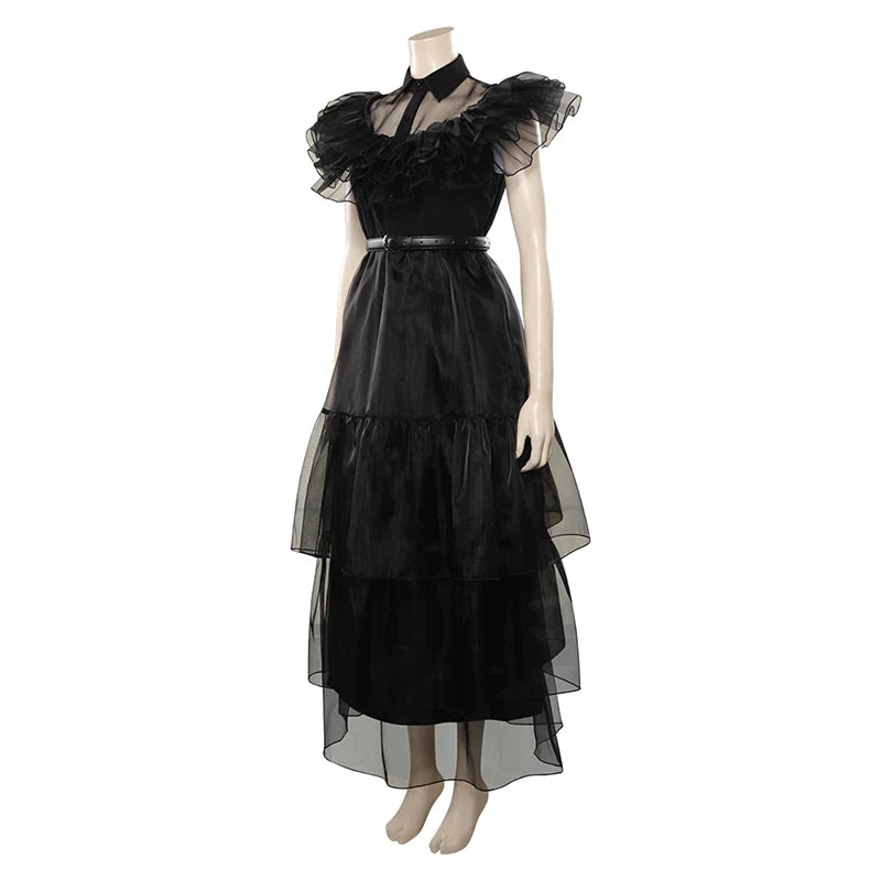KLFLGD Black Lace Halloween Dress Up Girl's Birthday Party Performance Dress New Girl Role Playing Dress 4-12 Years Old
