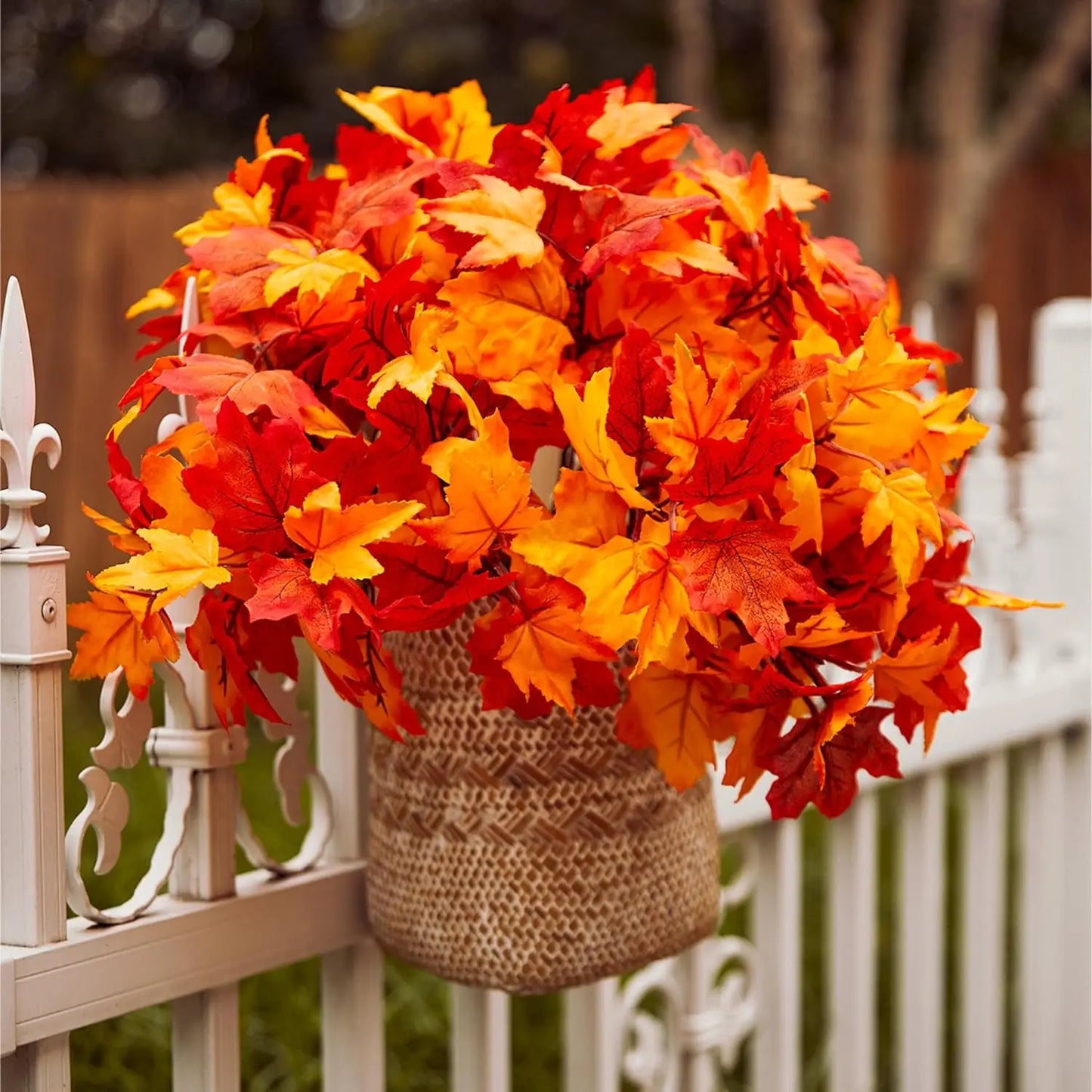 35cm Autumn Artificial Maple Leaves Bouquet Silk Plants Branch for Halloween Thanksgiving Day Fireplace Festival Home Fall Decor