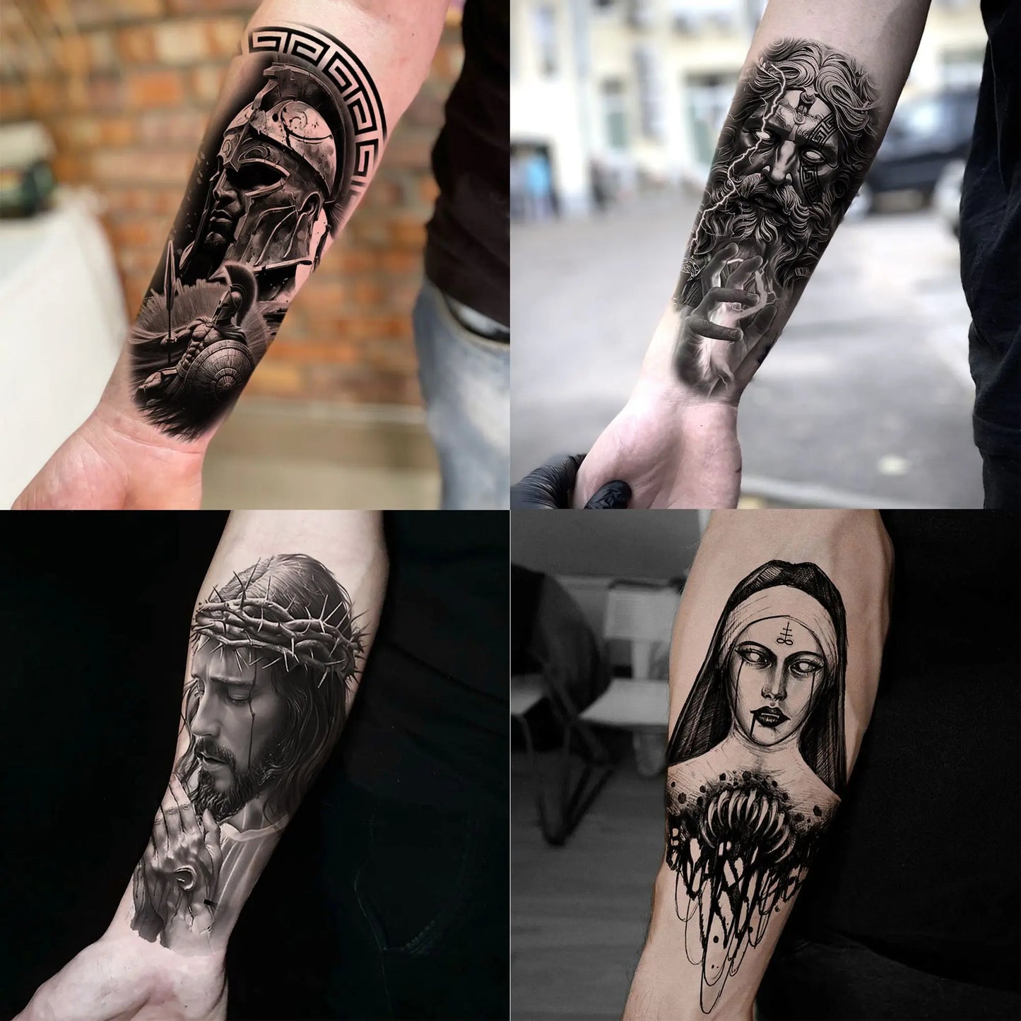1 Sheet Full Arm Evil Witch Vampire Temporary Tattoos Sleeve Halloween Scary Skull Tatoo Waterproof Horrible Fake Tattoo Sticker