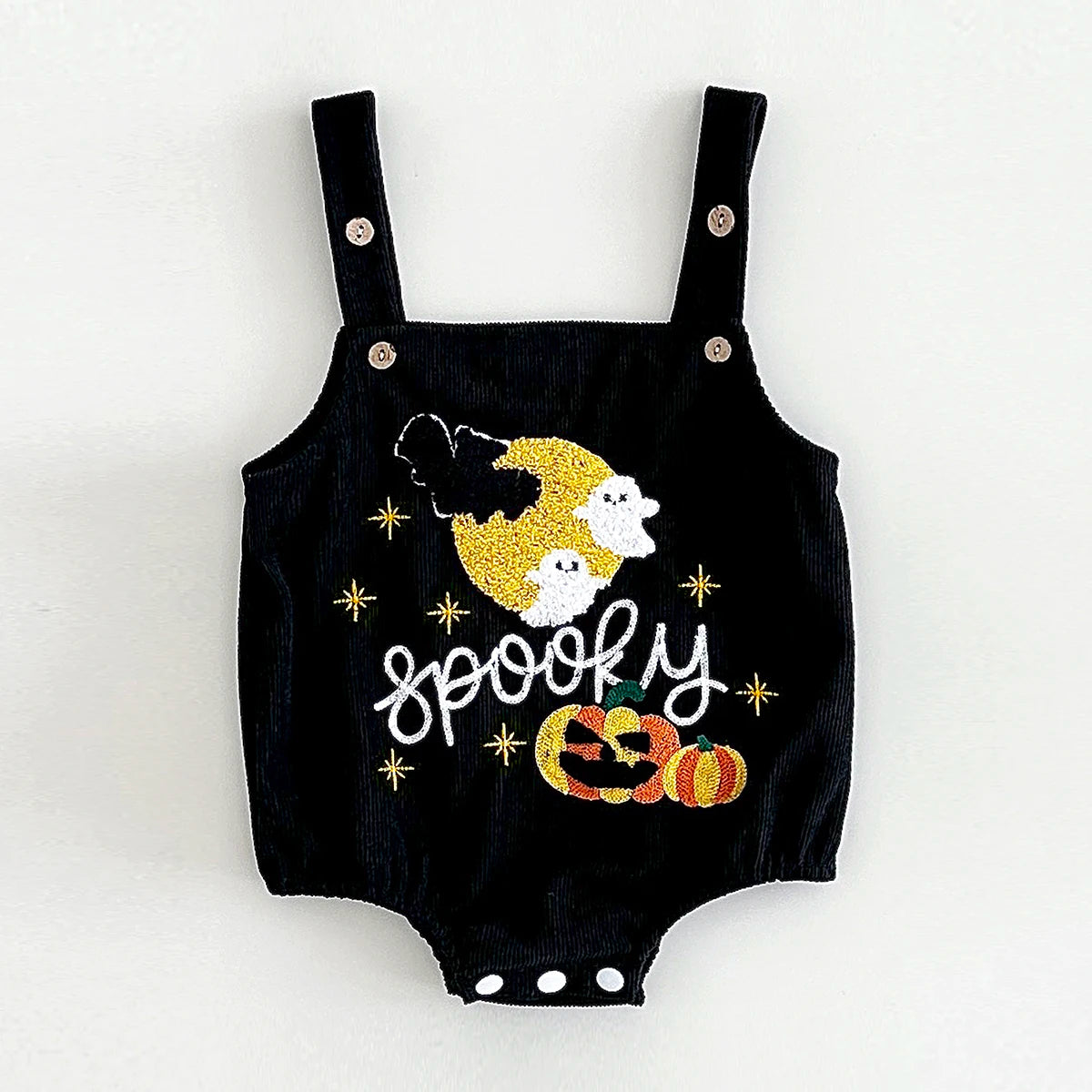 0-18M Baby Bodysuit Toddler Halloween Jumpsuit Overalls Newborn Boys Girls Clothes Pumpkin/Ghost Embroidery Button Bubble Romper