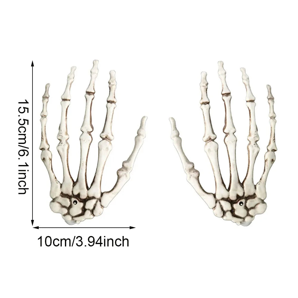 1 Pairs Halloween Skeleton Hands,Realistic Plastic Human Hand Bone,Haunted House Horror Decoration Props