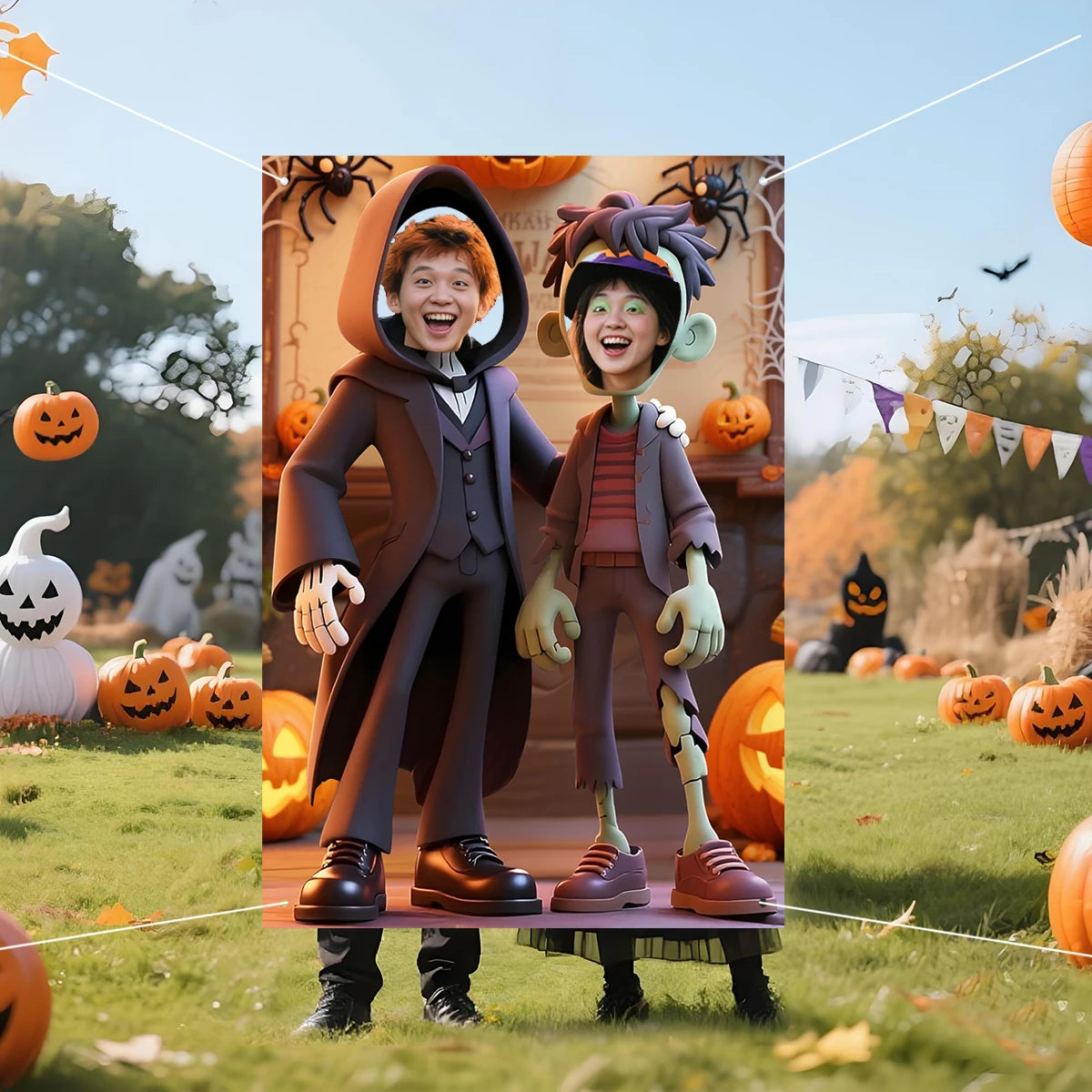 Halloween Photo Background Cloth Indoor and Outdoor Party Decoration Hanging Bra Flag Punching Commemorative Funny Banner