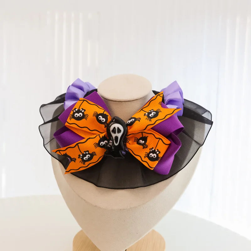 New Dog Necklace Halloween Pet Collar Cat Dog Drool Towel Lace Pumpkin Bat Wings Bow Cat Necklace Photo Prop