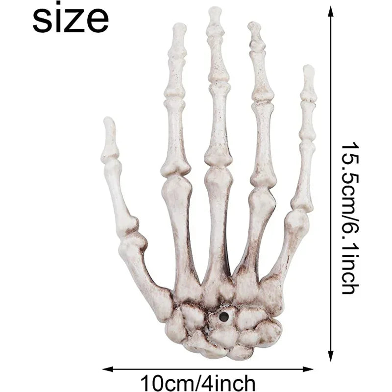 1-6Pair Halloween Skeleton Hand Scary Realistic Hand Bone Skull Decors Party Haunted House Halloween Terror Decoration Props