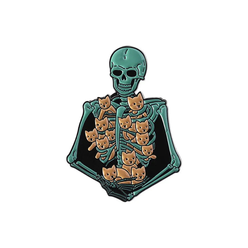 Halloween Skull Ghost Enamel Pins Stay Weird Letters Brooch Cartoon Cloak Black Cat Bone Coffin Sickle Lapel Badges Jewelry Gift