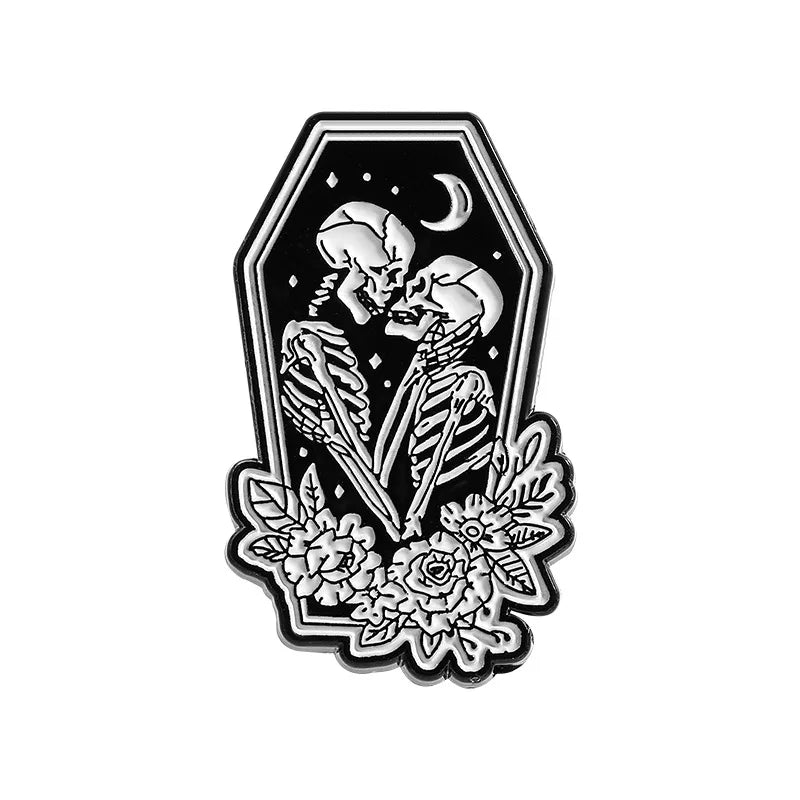 Halloween Skull Ghost Enamel Pins Stay Weird Letters Brooch Cartoon Cloak Black Cat Bone Coffin Sickle Lapel Badges Jewelry Gift
