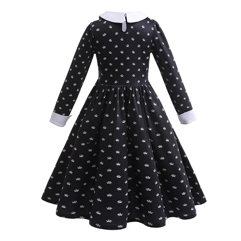 Children Wednesday Costume Girls Black Gothic Family Clothes Halloween Cosplay Costume for Kids Easter Carnival Fancy Dress Up