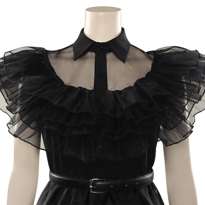 KLFLGD Black Lace Halloween Dress Up Girl's Birthday Party Performance Dress New Girl Role Playing Dress 4-12 Years Old