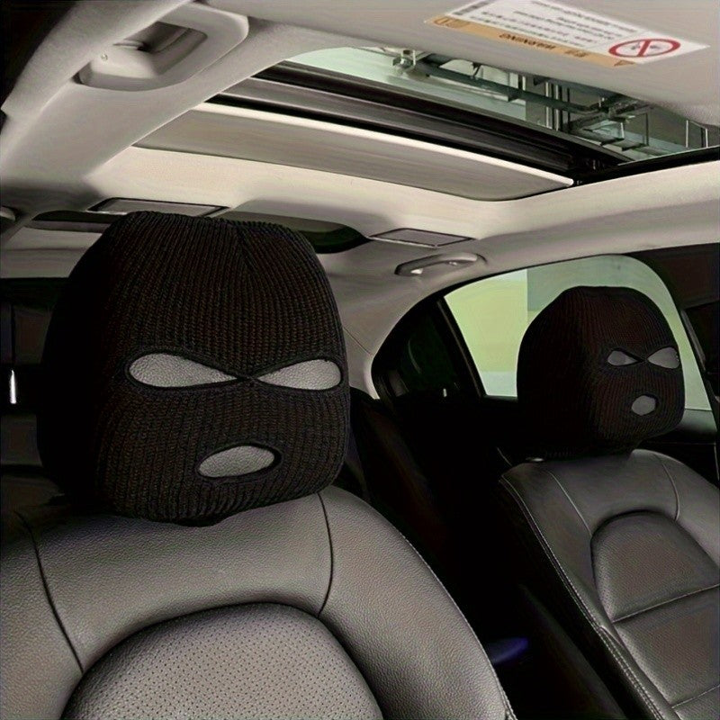 3 Hole Balaclava Full Cover Car Seat Headrest Universal Halloween Christmas Funny Car Decoration