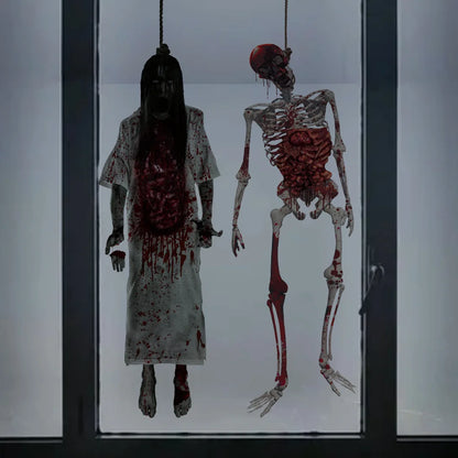 Scary Skeleton Window Sticker Halloween Party Supplies Scary Ghost Window Decals Haunted House Decor Halloween Decorations 2024