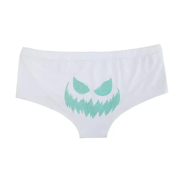 Sexy Fluorescent Lady Panties Fun Halloween Skeleton Gold Plated Women's Boxer Shorts Half Wrap Buttocks Female Boxer Briefs