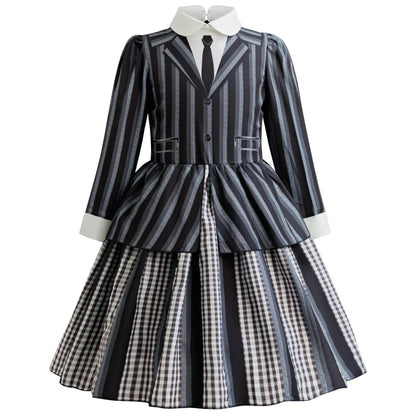 Children Wednesday Costume Girls Black Gothic Family Clothes Halloween Cosplay Costume for Kids Easter Carnival Fancy Dress Up