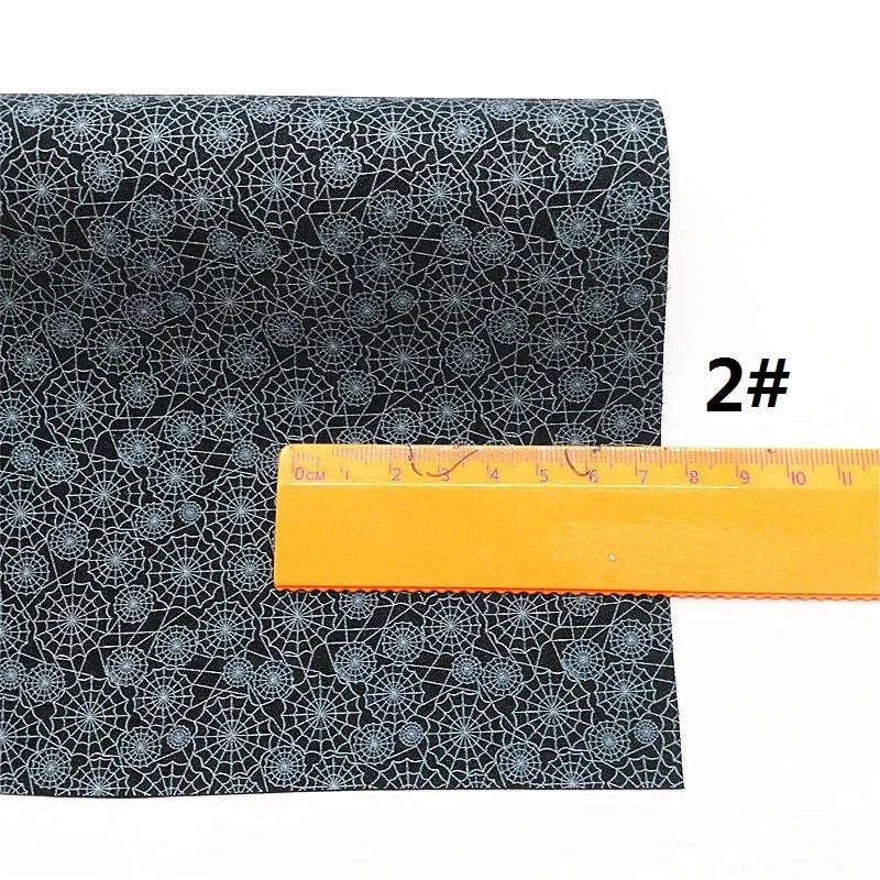 Halloween Flowers Lace Spiderwebs Custom Glitter Vinyl Fabric Sheet Glitter Leather Faux For Bows Earrings DIY A4 SIZE R2100B