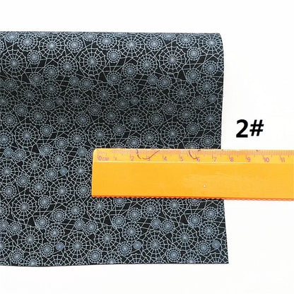 Halloween Flowers Lace Spiderwebs Custom Glitter Vinyl Fabric Sheet Glitter Leather Faux For Bows Earrings DIY A4 SIZE R2100B