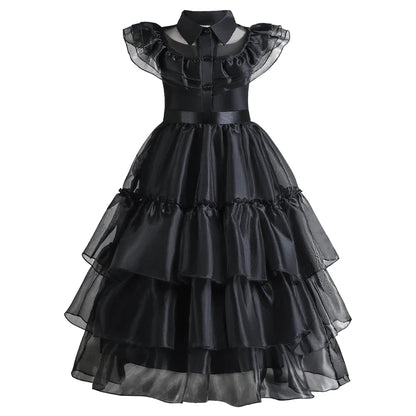Children Wednesday Costume Girls Black Gothic Family Clothes Halloween Cosplay Costume for Kids Easter Carnival Fancy Dress Up