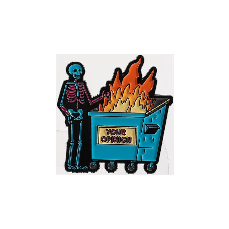 Halloween Skull Ghost Enamel Pins Stay Weird Letters Brooch Cartoon Cloak Black Cat Bone Coffin Sickle Lapel Badges Jewelry Gift