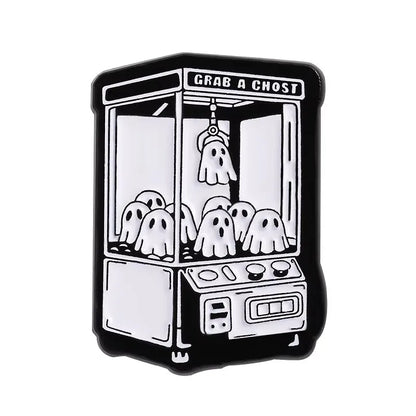 Halloween Skull Ghost Enamel Pins Stay Weird Letters Brooch Cartoon Cloak Black Cat Bone Coffin Sickle Lapel Badges Jewelry Gift