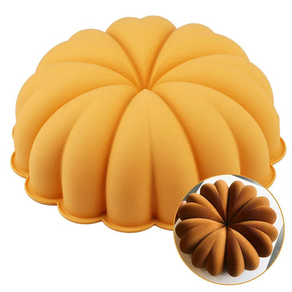Large 9 Inch Cake Pan Fall Silicone Mold Halloween Pumpkin Shaped Mould Thanksgiving Harvest Baking Cookie Candle Epoxy Mold