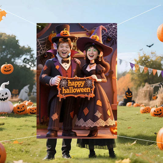 Halloween Photo Background Cloth Indoor and Outdoor Party Decoration Hanging Bra Flag Punching Commemorative Funny Banner