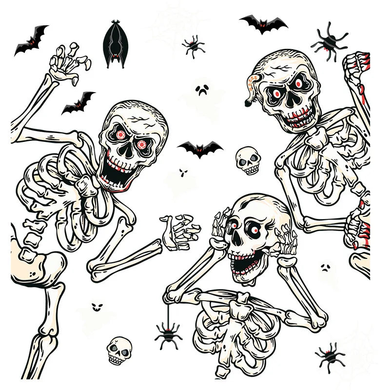 Scary Skeleton Window Sticker Halloween Party Supplies Scary Ghost Window Decals Haunted House Decor Halloween Decorations 2024