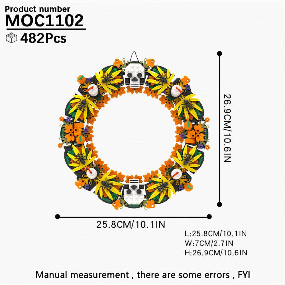 Halloween Festival Series Architecture Pumpkin Carriage Model Set Horror DIY Tombstone Grave MOC Building Block For Kid Toy Gift