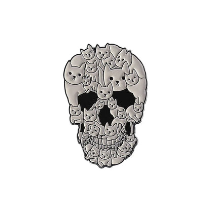 Halloween Skull Ghost Enamel Pins Stay Weird Letters Brooch Cartoon Cloak Black Cat Bone Coffin Sickle Lapel Badges Jewelry Gift