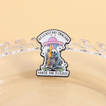 Halloween Skull Ghost Enamel Pins Stay Weird Letters Brooch Cartoon Cloak Black Cat Bone Coffin Sickle Lapel Badges Jewelry Gift