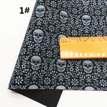 Halloween Flowers Lace Spiderwebs Custom Glitter Vinyl Fabric Sheet Glitter Leather Faux For Bows Earrings DIY A4 SIZE R2100B