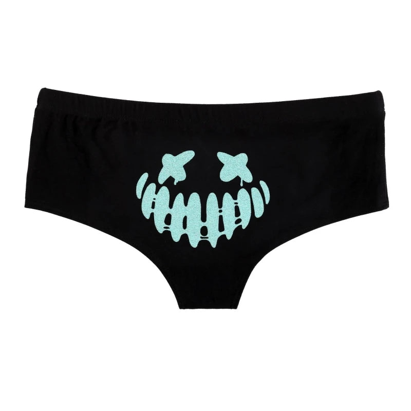 Sexy Fluorescent Lady Panties Fun Halloween Skeleton Gold Plated Women's Boxer Shorts Half Wrap Buttocks Female Boxer Briefs