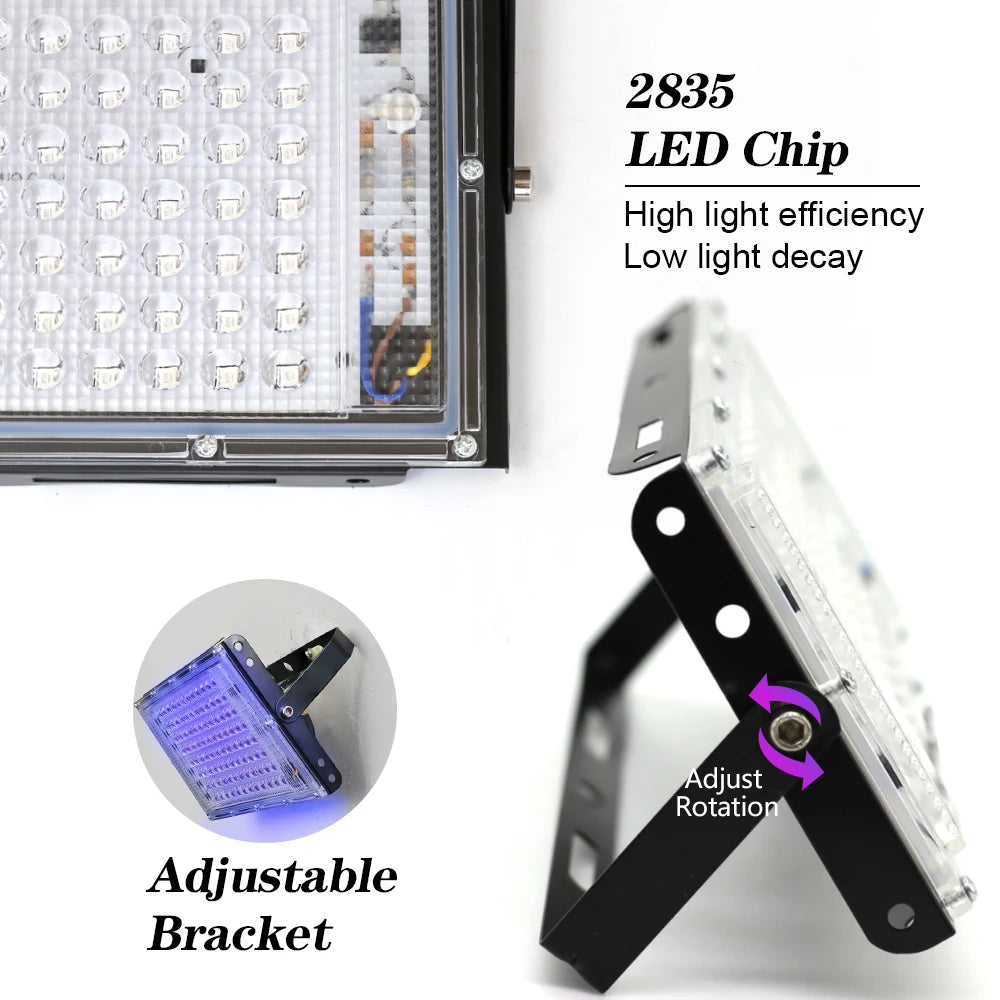 UV Floodlight Lights 50W 100W LED Stage Blacklight Ultraviolet Flood Effect Light for Halloween Xmas Dance DJ Disco Party Bar