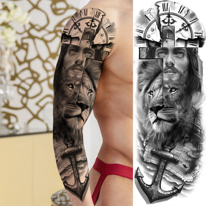 1 Sheet Full Arm Evil Witch Vampire Temporary Tattoos Sleeve Halloween Scary Skull Tatoo Waterproof Horrible Fake Tattoo Sticker