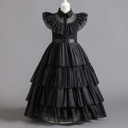 Children Wednesday Costume Girls Black Gothic Family Clothes Halloween Cosplay Costume for Kids Easter Carnival Fancy Dress Up